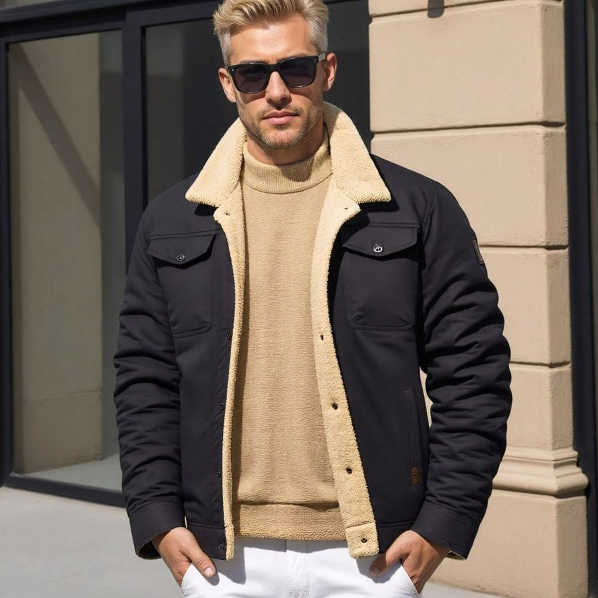 Ernest | Men's Sherpa-Lined Relaxed-Fit Snap-Button Casual Jacket