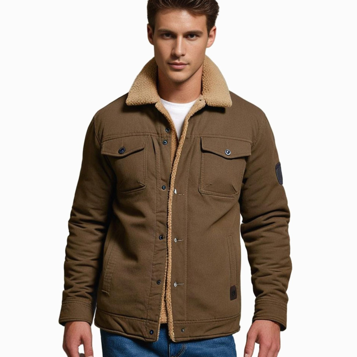 Ernest | Men's Sherpa-Lined Relaxed-Fit Snap-Button Casual Jacket