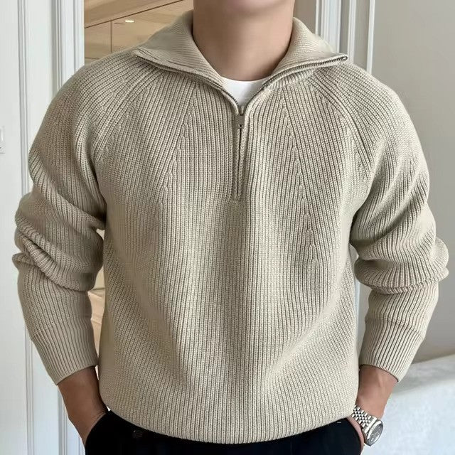 Men's Quarter Zip Sweater | Ribbed Knit Design 3