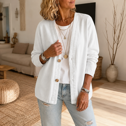 Women's Cardigan | Collarless & Soft Comfort 12
