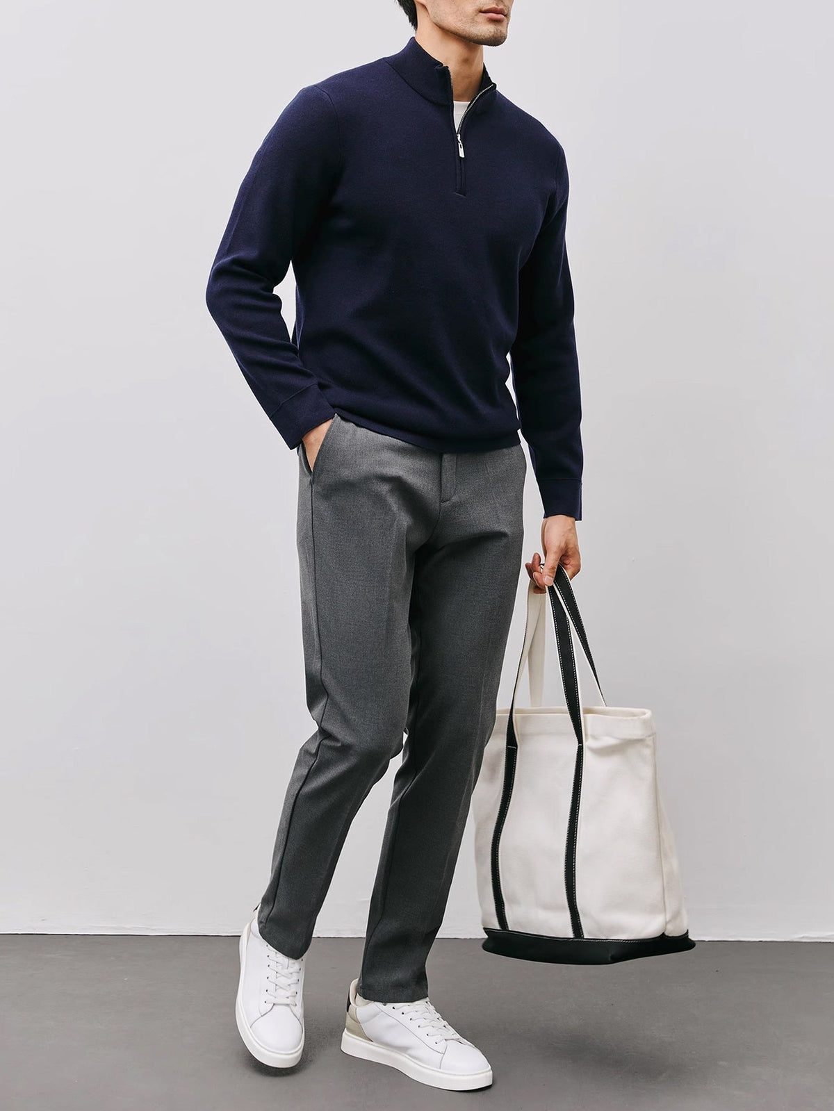 Men's Quarter Zip Sweater | Stand Collar & Lightweight Warmth 11
