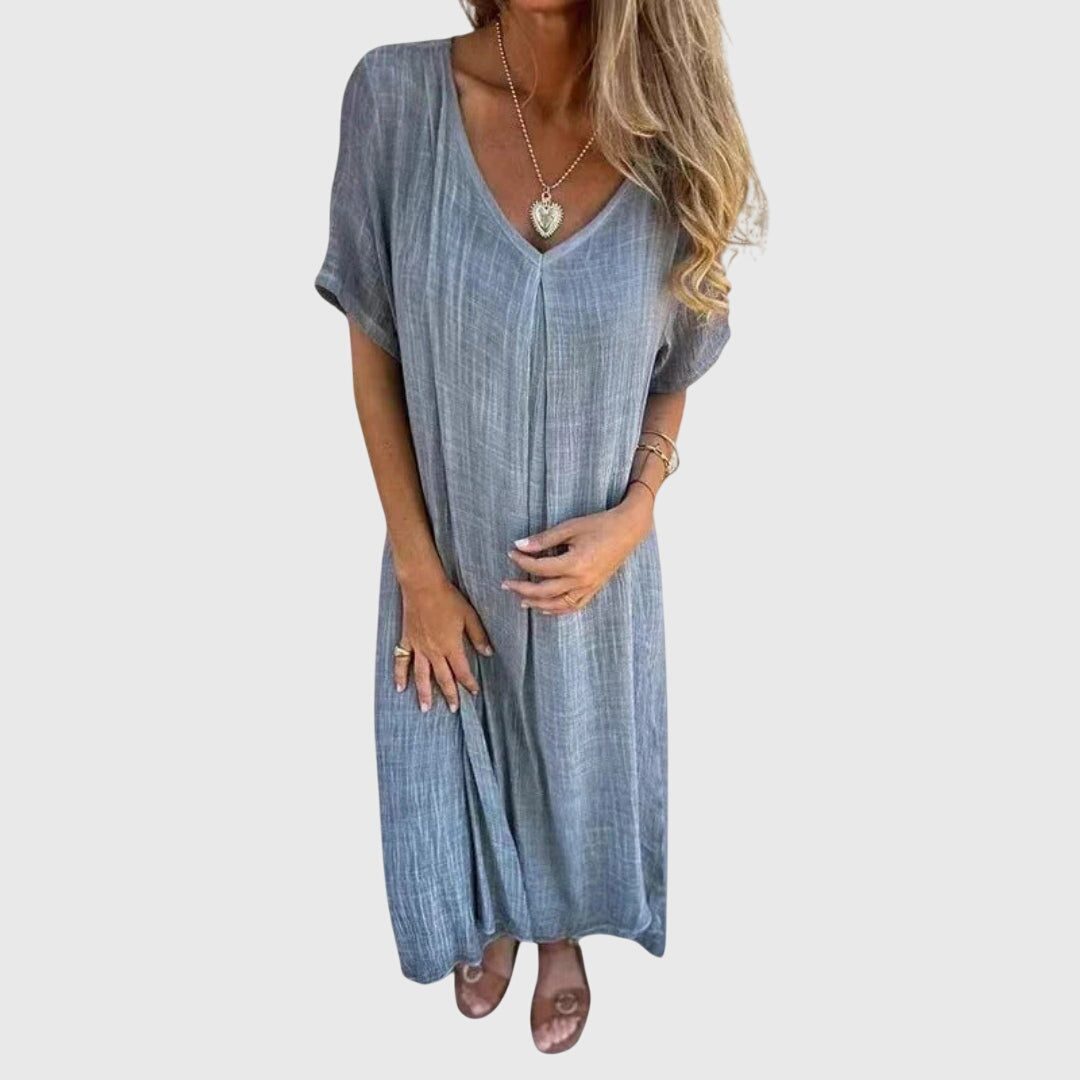 Fiona™ – Chic V-Neck Dress for Any Occasion