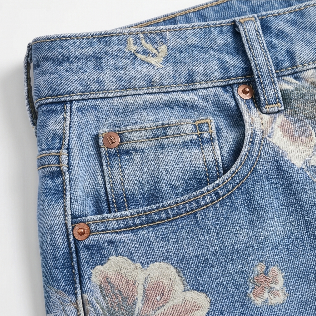 Women's Wide-Leg Jeans | Floral Print & High-Rise Fit 9