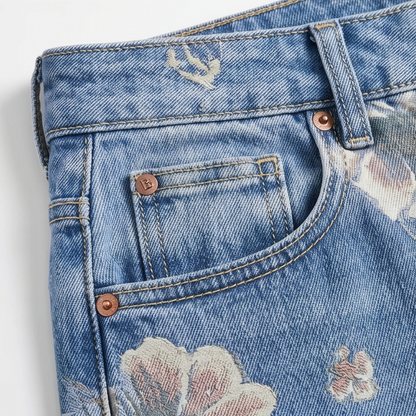 Women's Wide-Leg Jeans | Floral Print & High-Rise Fit 9