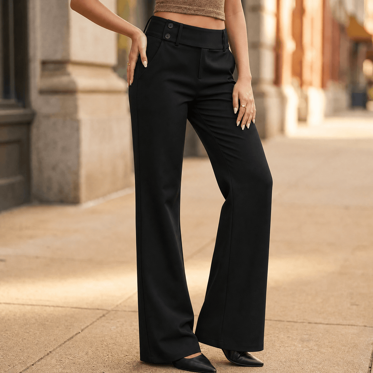Women's Wide-Leg Flare Pants | Elongating & Comfortable Fit 16