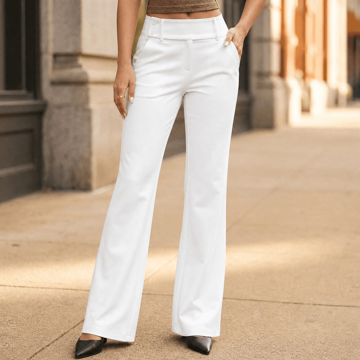 Women's Wide-Leg Flare Pants | Elongating & Comfortable Fit 15
