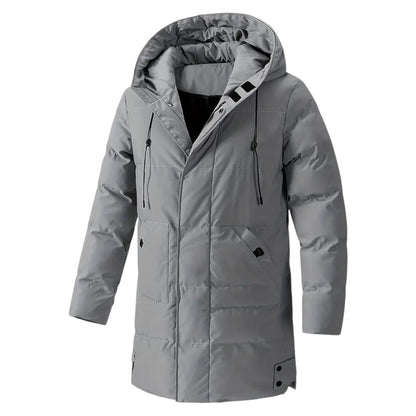 Frank – Long, Water-Resistant Winter Parka with Hood - Parka Jackets - Grey - Davies & Cooper