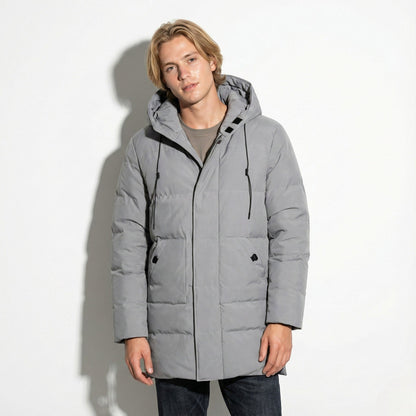 Frank – Long, Water-Resistant Winter Parka with Hood - Parka Jackets - Grey - Davies & Cooper