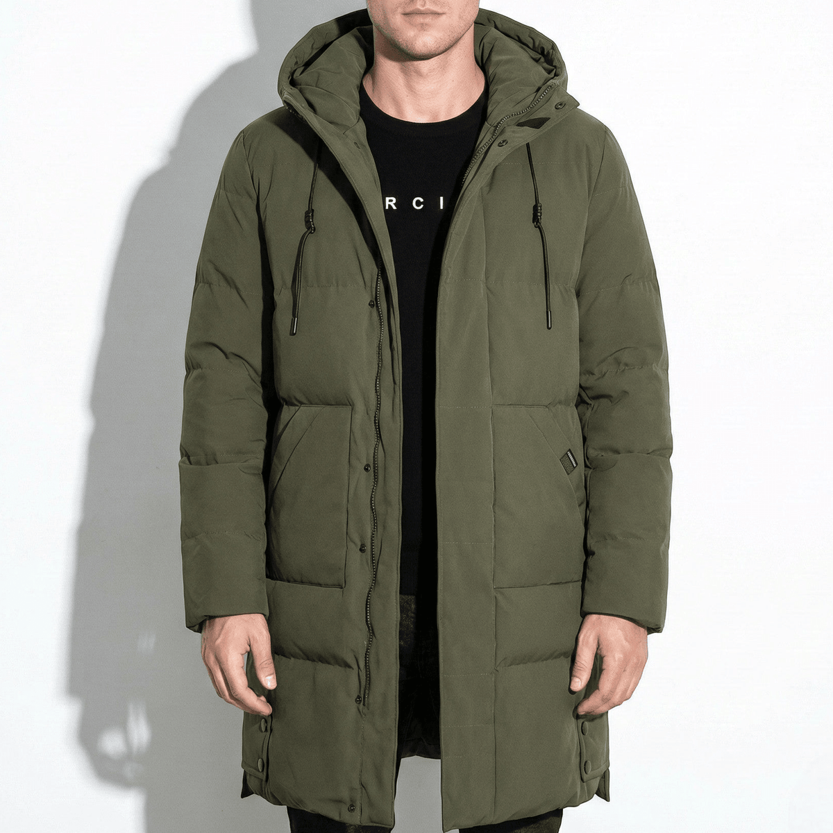 Frank – Long, Water-Resistant Winter Parka with Hood - Parka Jackets - Green - Davies & Cooper
