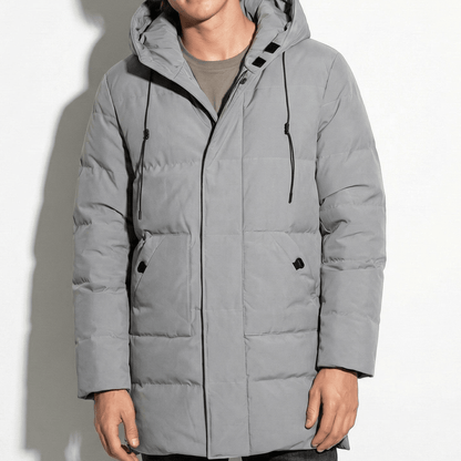 Frank – Long, Water-Resistant Winter Parka with Hood - Parka Jackets - Grey - Davies & Cooper