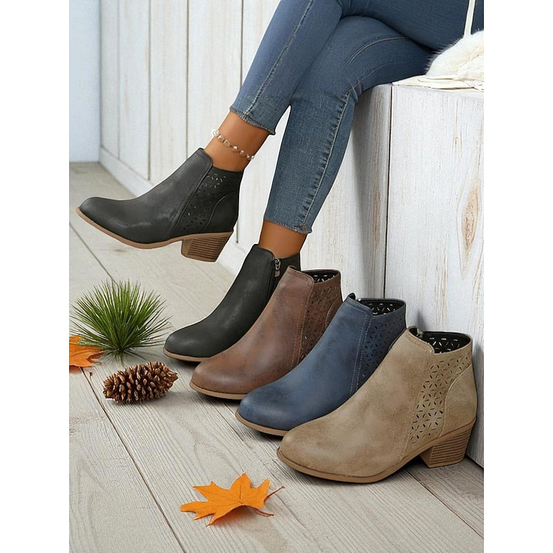Gerald | Cutout Low-Heel Ankle Boots