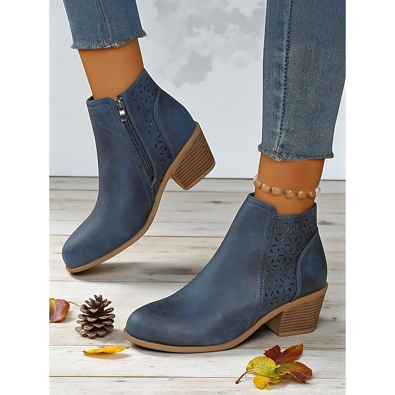 Gerald | Cutout Low-Heel Ankle Boots