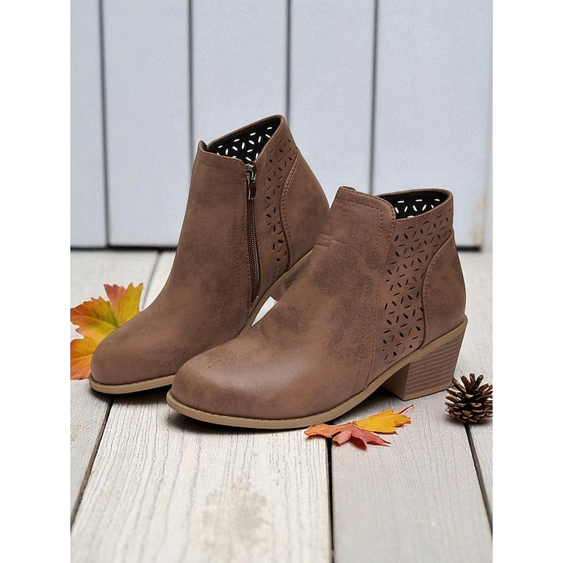 Gerald | Cutout Low-Heel Ankle Boots
