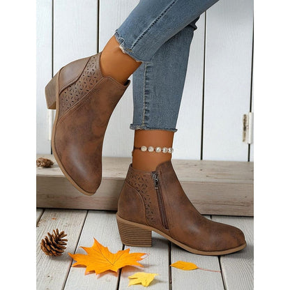 Gerald | Cutout Low-Heel Ankle Boots