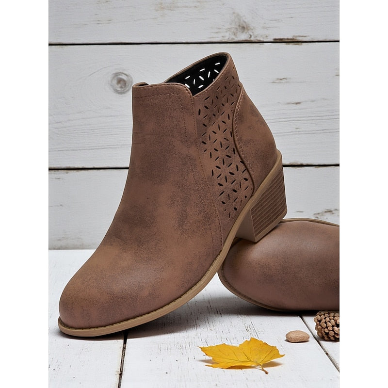 Gerald | Cutout Low-Heel Ankle Boots