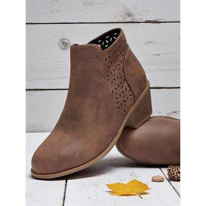 Gerald | Cutout Low-Heel Ankle Boots