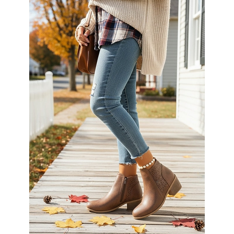 Gerald | Cutout Low-Heel Ankle Boots