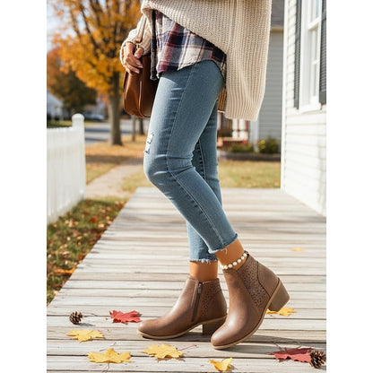 Gerald | Cutout Low-Heel Ankle Boots