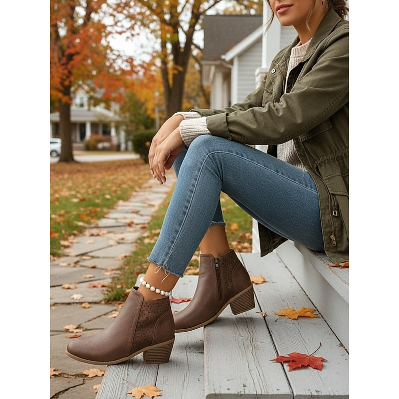 Gerald | Cutout Low-Heel Ankle Boots