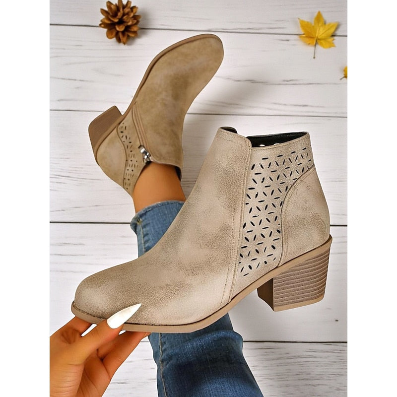 Gerald | Cutout Low-Heel Ankle Boots
