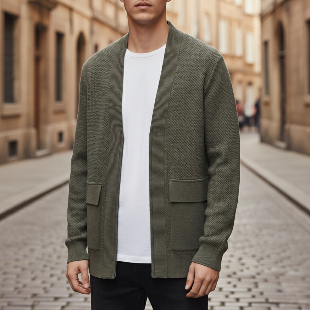 Men's Zip Cardigan | Warm Layering & Ribbed Cuffs 1