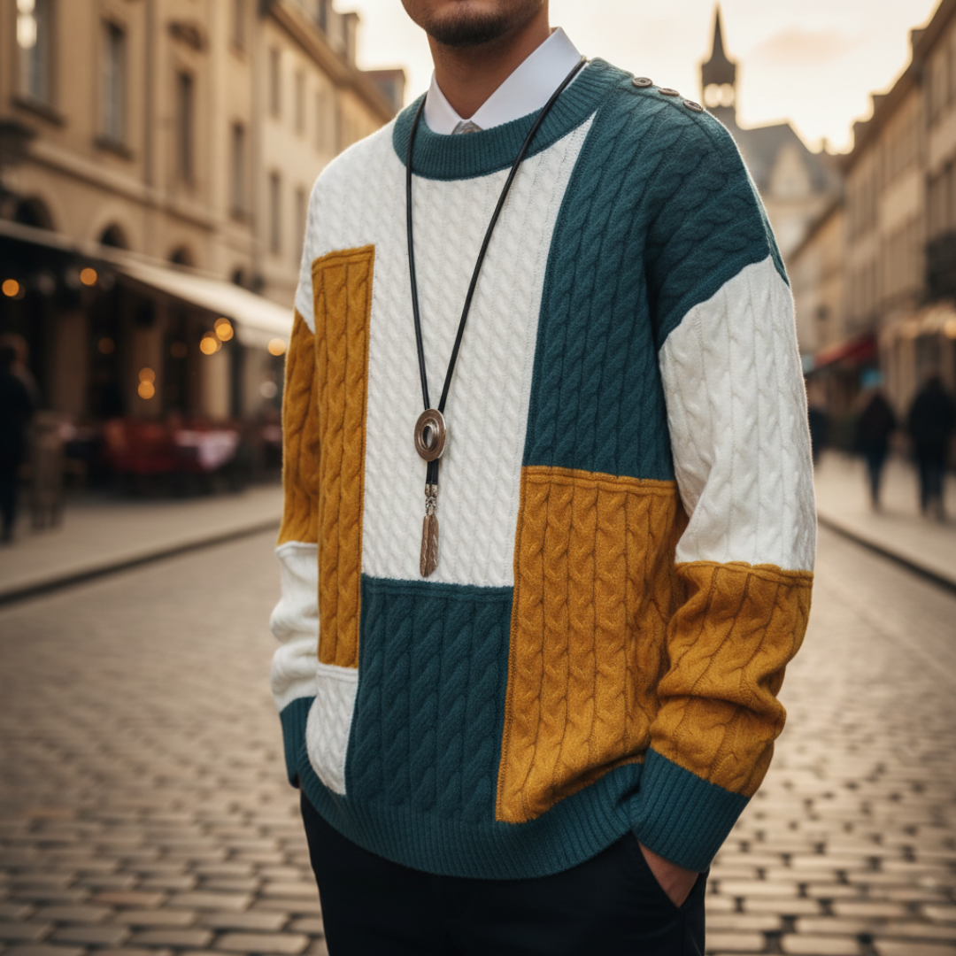 Men's Sweater | Geometric Print & Warm Fit 2