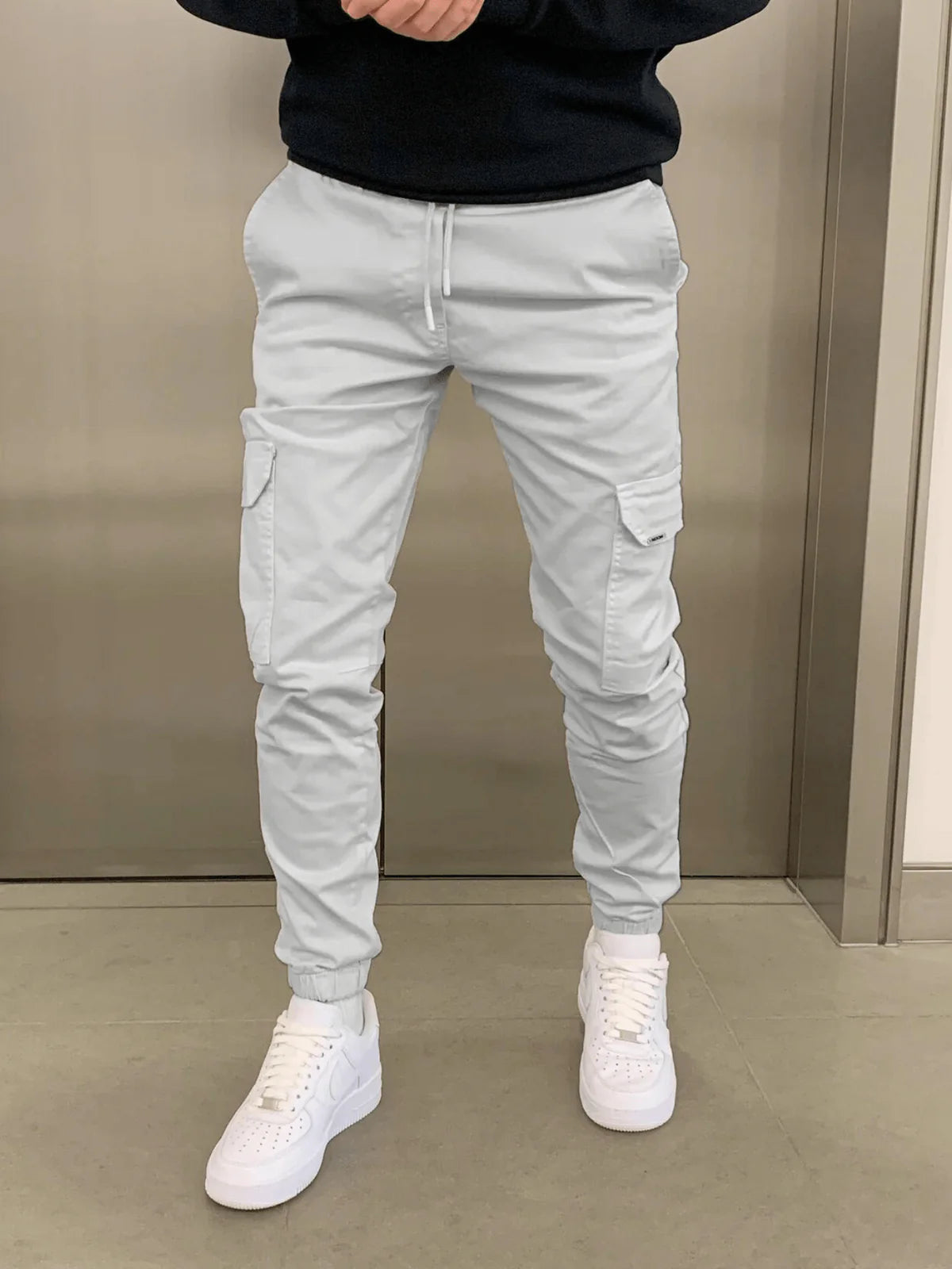 Men's Slim Fit Cargo Joggers | Elastic Waist Streetwear 8