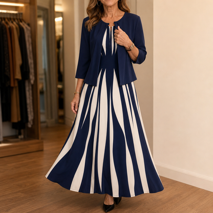 Women's Striped Maxi Dress Set | Two-Piece & Wrinkle Resistant 1