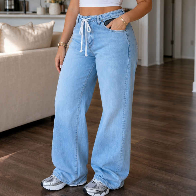 Women's Wide-Leg Jeans | Drawstring Waist & Comfort Fit 1