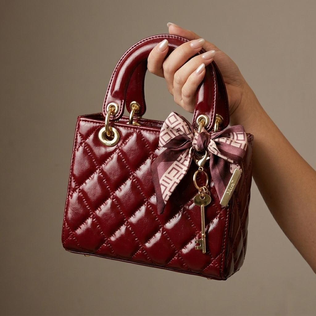 Women's Quilted Handbag | Scarf Handles & Crossbody Strap 1