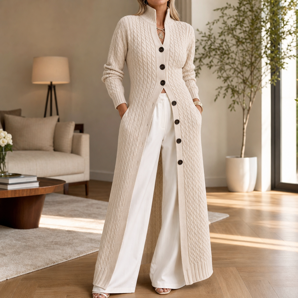Women's Cable-Knit Duster Cardigan | Open-Front & Flattering Fit 1