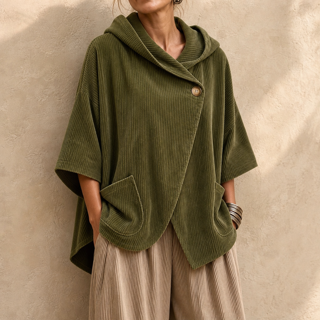 Women's Hooded Poncho | Angled Hem & Cosy Warmth 1