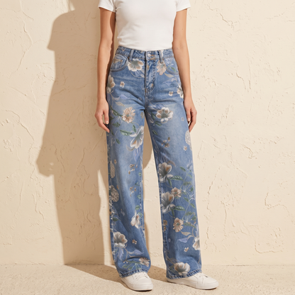 Women's Wide-Leg Jeans | Floral Print & High-Rise Fit 3