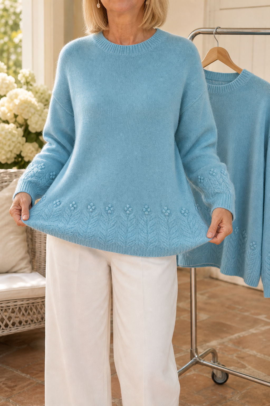 Women's Cable Knit Sweater | Structured Collar & Cuffs 1