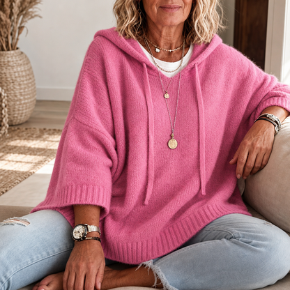 Women's Open-Knit Hoodie | Frayed-Edge Oversized Fit 2
