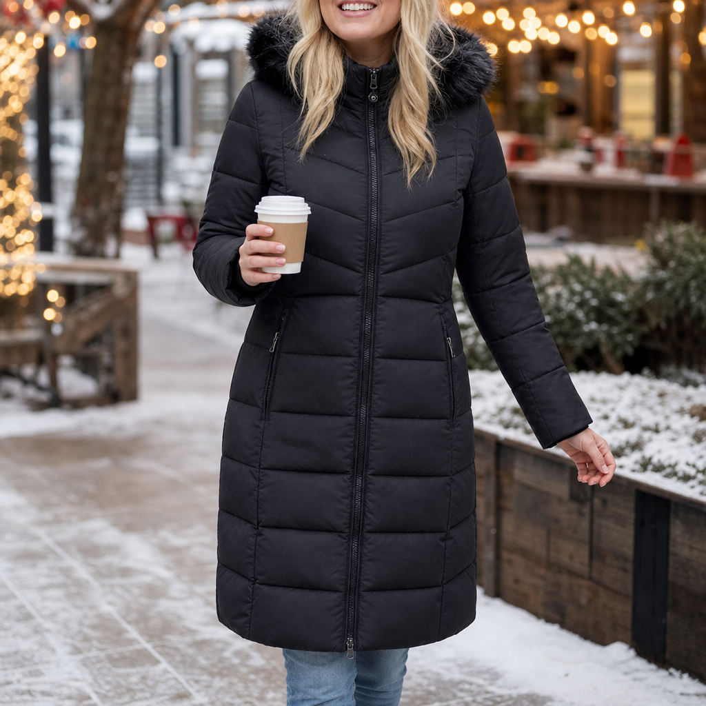 Women's Longline Puffer Coat | Windproof & Warm 2