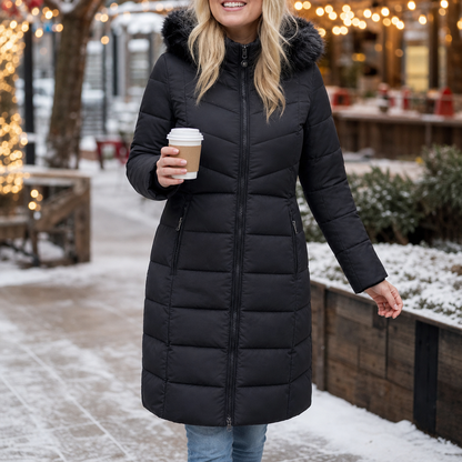 Women's Longline Puffer Coat | Windproof & Warm 2