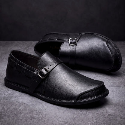 Men's Buckle Loafers Cushioned Insole Heritage Strap Shoes 6