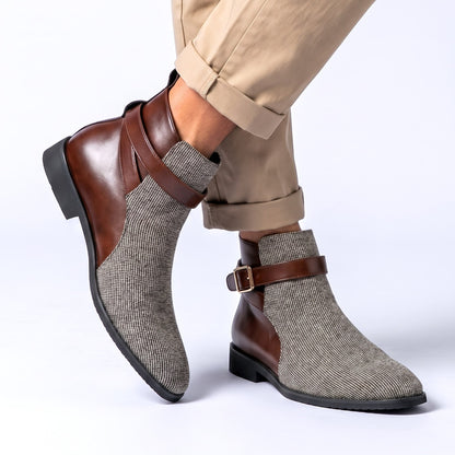 Men's Ankle Boots Adjustable Buckle Two Tone Design 6