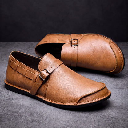 Men's Buckle Loafers Cushioned Insole Heritage Strap Shoes 8