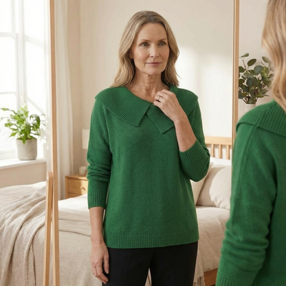 Women's Asymmetric Collar Knit Sweater | Effortless Polish 2