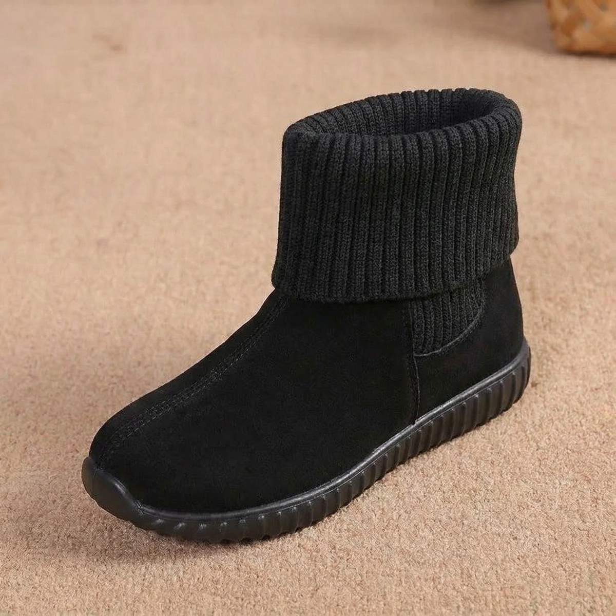Women's Knit Cuff Ankle Booties | Slip-On & Lined 1