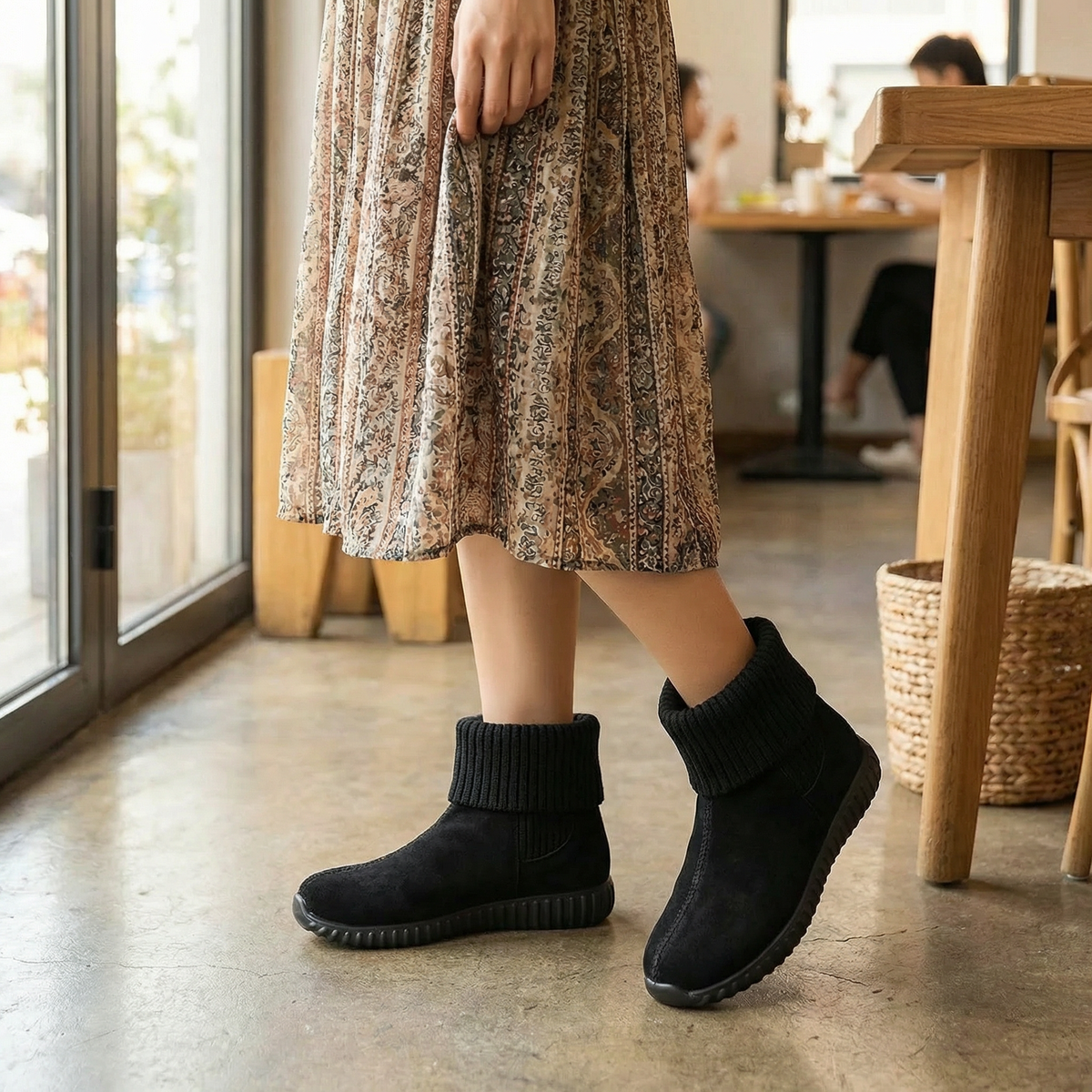 Women's Knit Cuff Ankle Booties | Slip-On & Lined 3