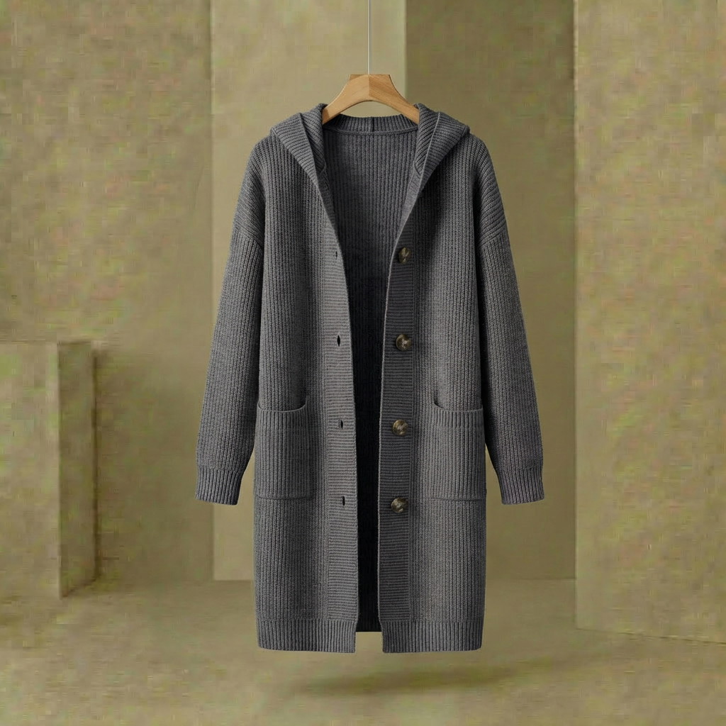 Women's Longline Hooded Cardigan | Button-Up Layering Sweater 2