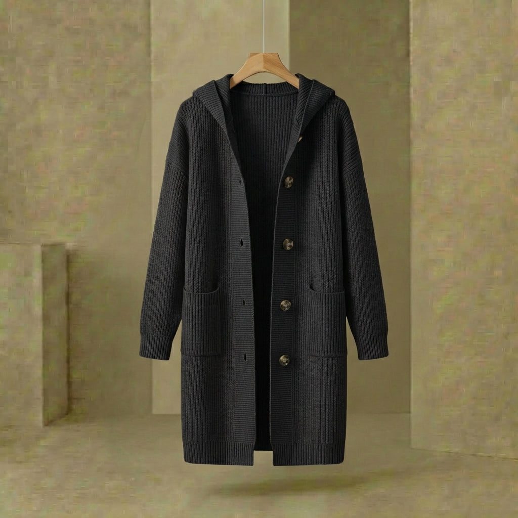 Women's Longline Hooded Cardigan | Button-Up Layering Sweater 3