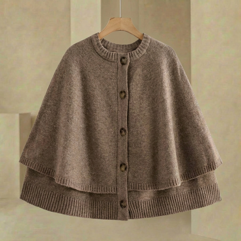 Women's Cape Cardigan Button Front Cropped Knit Jacket 5