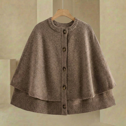Women's Cape Cardigan Button Front Cropped Knit Jacket 5
