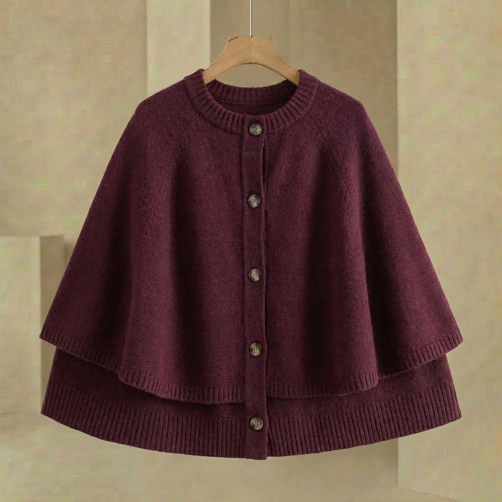 Women's Cape Cardigan Button Front Cropped Knit Jacket 4