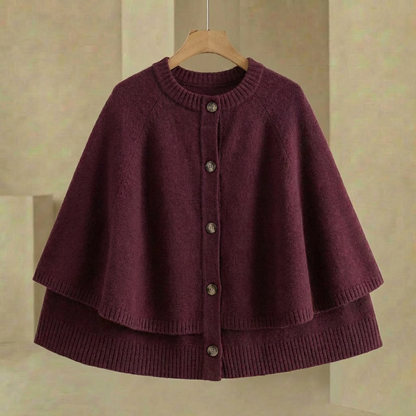 Women's Cape Cardigan Button Front Cropped Knit Jacket 4