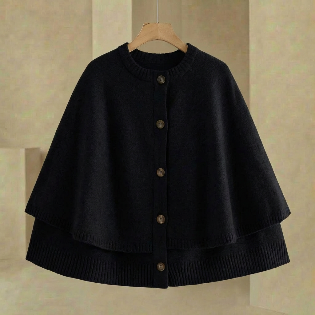 Women's Cape Cardigan Button Front Cropped Knit Jacket 3